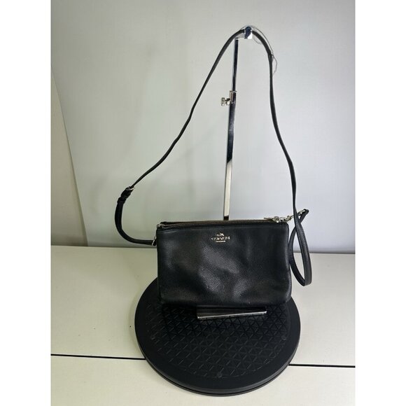 Coach Lyla Crossbody in Pebble Leather F38273 Black - Picture 1 of 8